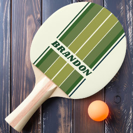 Raquete De Ping Pong Listras de placa Green Retro Five com Nome