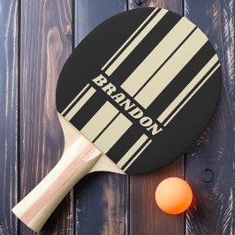 Raquete De Ping Pong Listras de Quadro de Carvão Retro com Nome