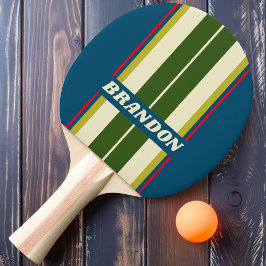 Raquete De Ping Pong Listras de Tábua de Rugby Retro com Nome