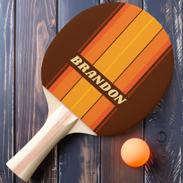 Raquete De Ping Pong Listras de Tábua em Estilo Vintage com Nome