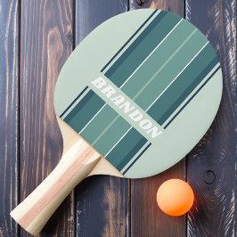 Raquete De Ping Pong Listras de Tábua Nostálgica Verde Oceano com Nome