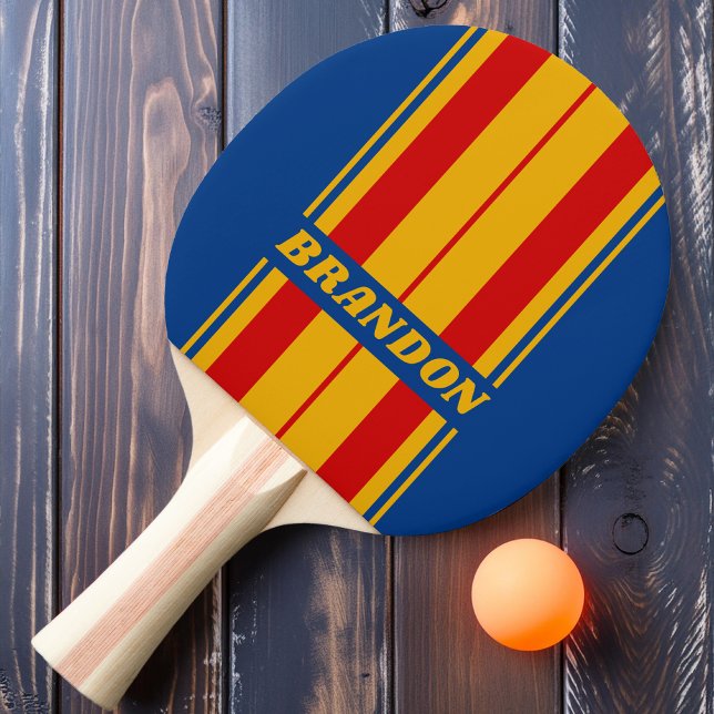 Raquete De Ping Pong Listras de Tábua Retro Quentinhas com Nome (Criador carregado)