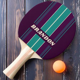 Raquete De Ping Pong Listras de Tabuleiro de Arco-Íris Roxo Retro com N
