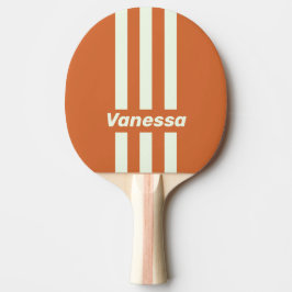 Raquete De Ping Pong Listras de Três Pin Retro Laranja com Nome