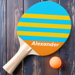 Raquete De Ping Pong Listras de Verão Esportivas Vintage com Nome