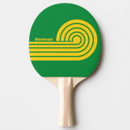 Raquete De Ping Pong Listras Duplas Curl de Palma Tropical Retro com No