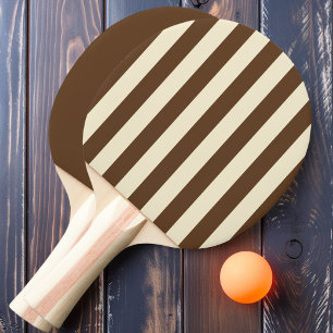 Raquete De Ping Pong Listras e Cor Sólida em Polo Marrom Floresta Profu