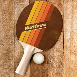 Raquete De Ping Pong Listras em Estilo Vintage Distressed com Nome