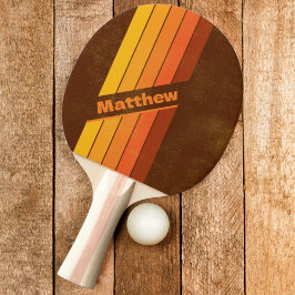 Raquete De Ping Pong Listras Estilo Vintage Angustiado Escuro com Nome