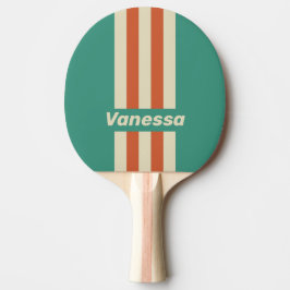Raquete De Ping Pong Listras Finas Retro Atemporais com Nome