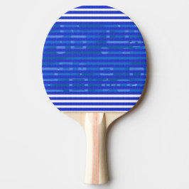 Raquete De Ping Pong Listras Geométricas Brancas Azuis Legais