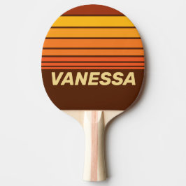 Raquete De Ping Pong Listras Horizontais ao Estilo Vintage com Nome