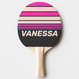 Raquete De Ping Pong Listras Horizontais Bubblegum Retrô com Nome