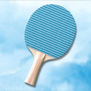 Raquete De Ping Pong Listras Horizontais de Brilho Azul Oceano Chic