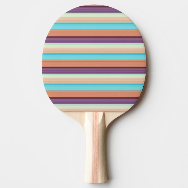 Raquete De Ping Pong Listras marrons azuis fofas  (Frente)