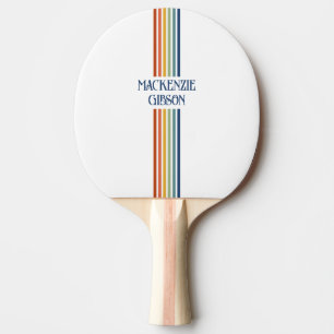 Raquete De Ping Pong Listras Minimalistas Monogramadas Retrô