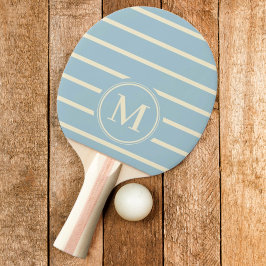 Raquete De Ping Pong Listras Monograma Cor Céu Claro