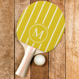 Raquete De Ping Pong Listras Monograma Cor Limão Escuro