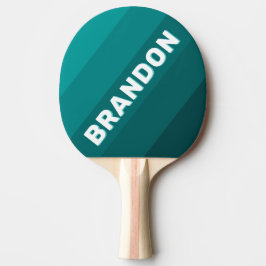 Raquete De Ping Pong Listras Negras em Degrade Aquático com Nome