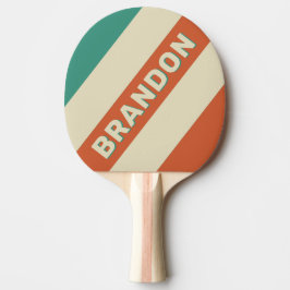 Raquete De Ping Pong Listras Negritas Atemporais com Nome