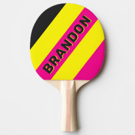 Raquete De Ping Pong Listras Negritas com Brilho Solar Retro com Nome