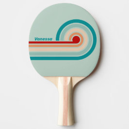 Raquete De Ping Pong Listras Onduladas de Vidro Marinho Claro com Nome