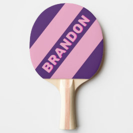Raquete De Ping Pong Listras Ousadas Céu Rosa Retrô com Nome