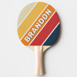 Raquete De Ping Pong Listras Ousadas com Nome Arco-íris Desbotado Vinta