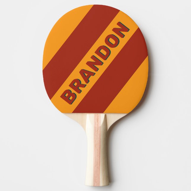 Raquete De Ping Pong Listras Ousadas com Salpicos Retro Escuro Turquesa (Frente)