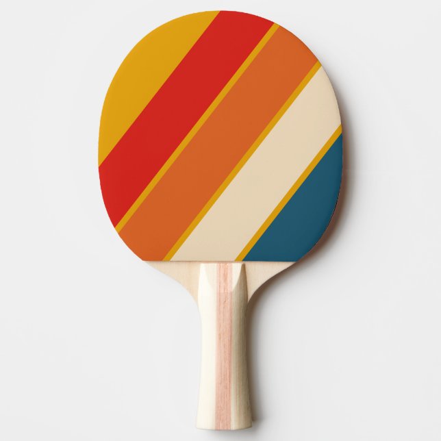 Raquete De Ping Pong Listras Ousadas Mostarda Retro (Frente)