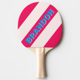 Raquete De Ping Pong Listras Ousadas Retro Azul Esmagador com Nome