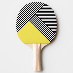 Raquete De Ping Pong Listras pretas e brancas com triângulo amarelo