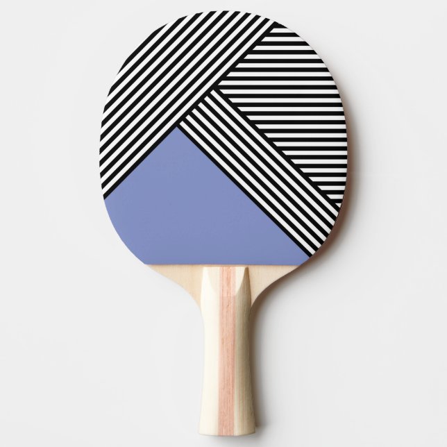 Raquete De Ping Pong Listras pretas e brancas com triângulo azul (Frente)