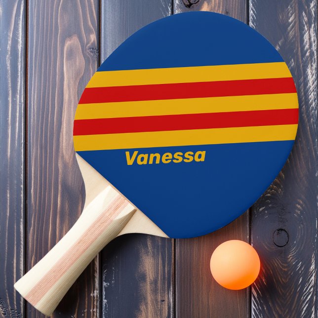 Raquete De Ping Pong Listras Quentes e Nostálgicas com Nome (Criador carregado)