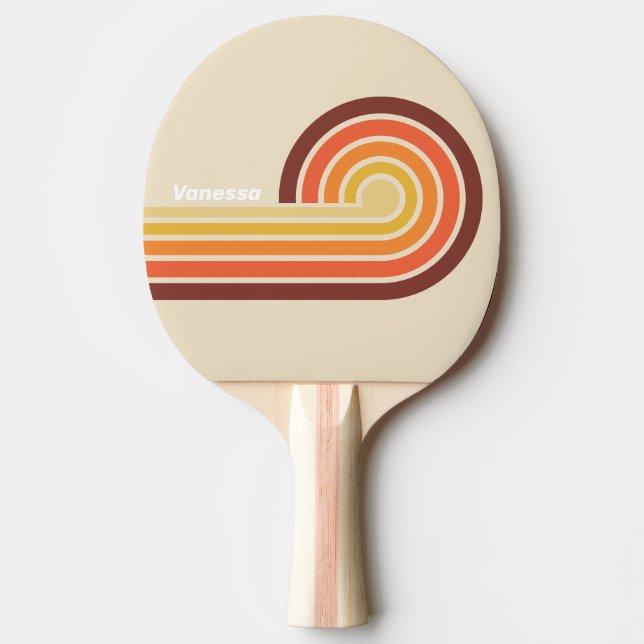 Raquete De Ping Pong Listras Retrô com Nome (Frente)