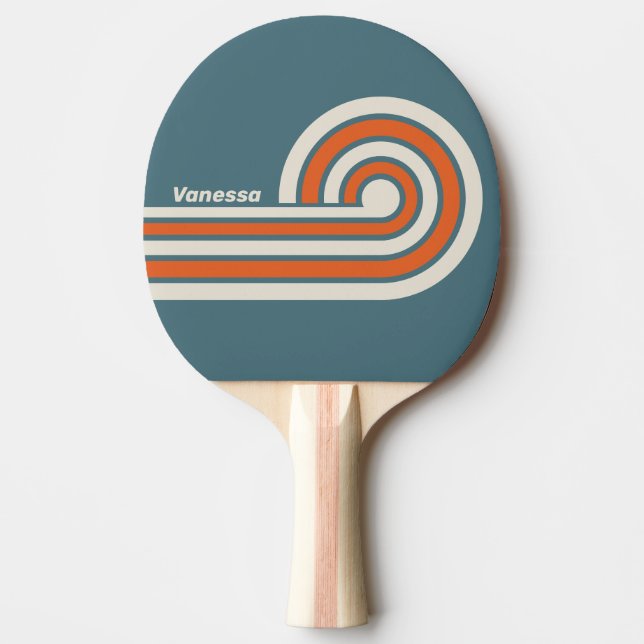 Raquete De Ping Pong Listras Retrô de Surfside com Nome (Frente)