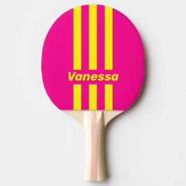 Raquete De Ping Pong Listras Retrô de Três Pinos Ensolarados com Nome