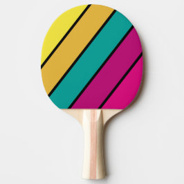 Raquete De Ping Pong Listras Retrô Escuro Oitenta Anos Bold