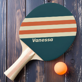 Raquete De Ping Pong Listras Retro Wave com Nome