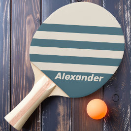 Raquete De Ping Pong Listras Tempestuosas Esportivas Vintage com Nome