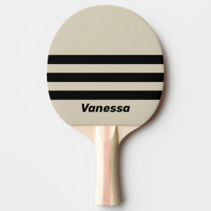 Raquete De Ping Pong Listras transversais Retro Alabastro Três com Nome