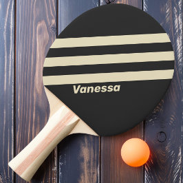 Raquete De Ping Pong Listras Três Carvão Retro com Nome
