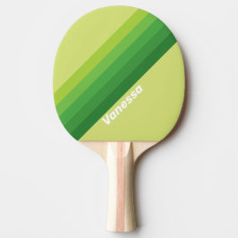 Raquete De Ping Pong Listras Verdes de Nenúfar com Nome