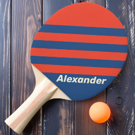 Raquete De Ping Pong Listras Vermelhas e Azuis Esportivas Clássicas com