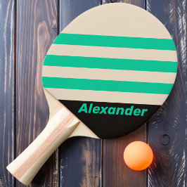 Raquete De Ping Pong Listras Vintage Sport Meia-Noite em Verde-Menta co