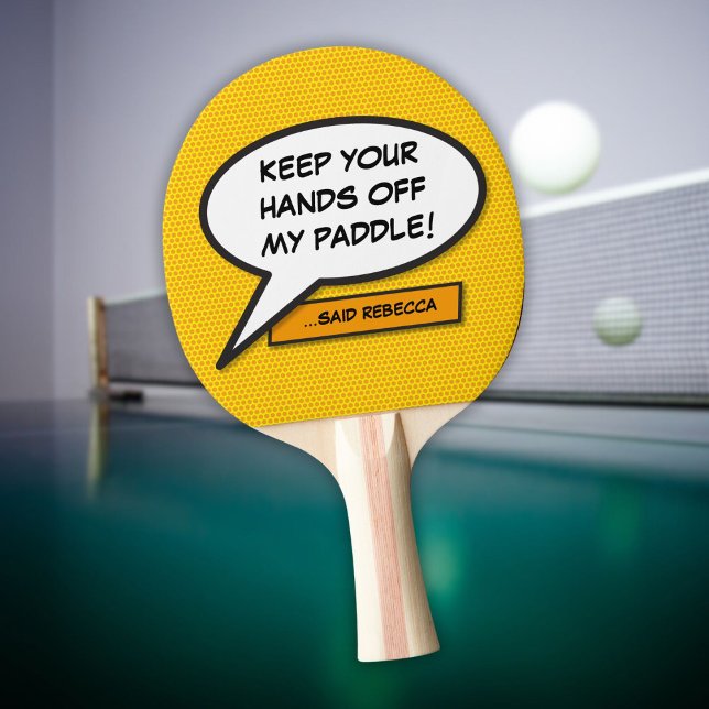 Raquete De Ping Pong Livro de Banda Cômica Legal de Escrita Personaliza (Modern Personalized Speech Bubble Cool Comic Book Ping Pong Paddle)
