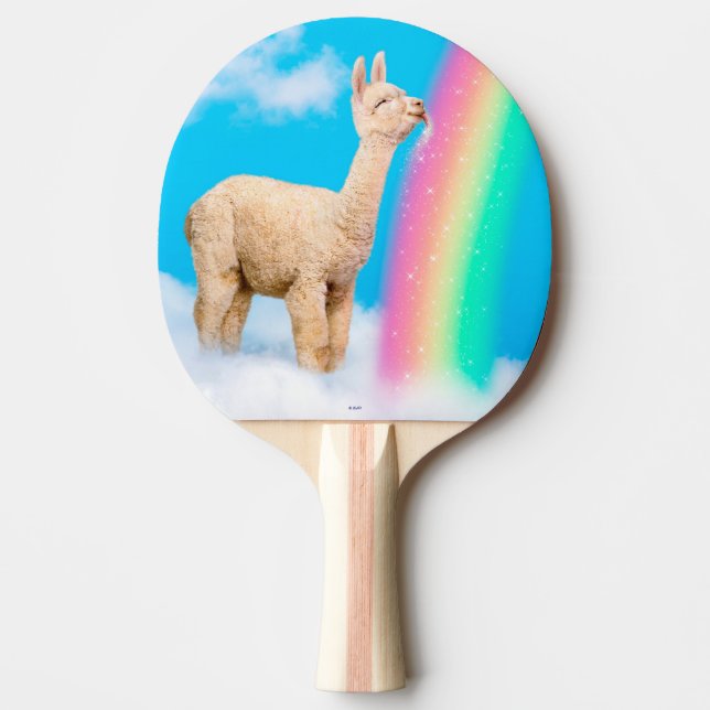 Raquete De Ping Pong Llama Licitando o Arco-Íris (Frente)