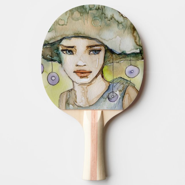 Raquete De Ping Pong llustration de uma menina bonita, delicada (Frente)