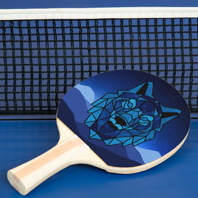 Raquete De Ping Pong Lobo Azul Geométrico (Insitu)