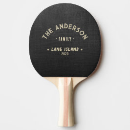 Raquete De Ping Pong Lona Preta Vintage Nome de Família à Beira-Mar